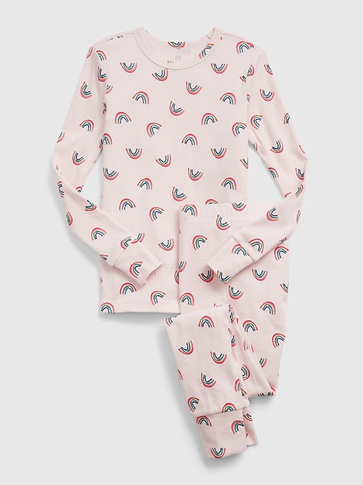 1 of 8 showing, with the color cherry blossom of product Kids 100% Organic Cotton Rainbow Graphic PJ Set