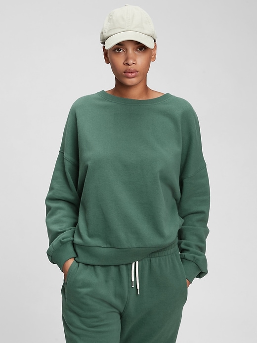1 of 8 showing, with the color bistro green of product Vintage Soft Crewneck Sweatshirt
