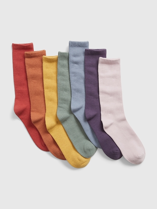 1 of 8 showing, with the color multi of product Kids Organic Cotton Crew Socks (7-Pack)