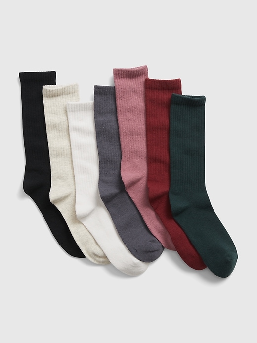 1 of 8 showing, with the color multi of product Kids Organic Cotton Crew Socks (7-Pack)