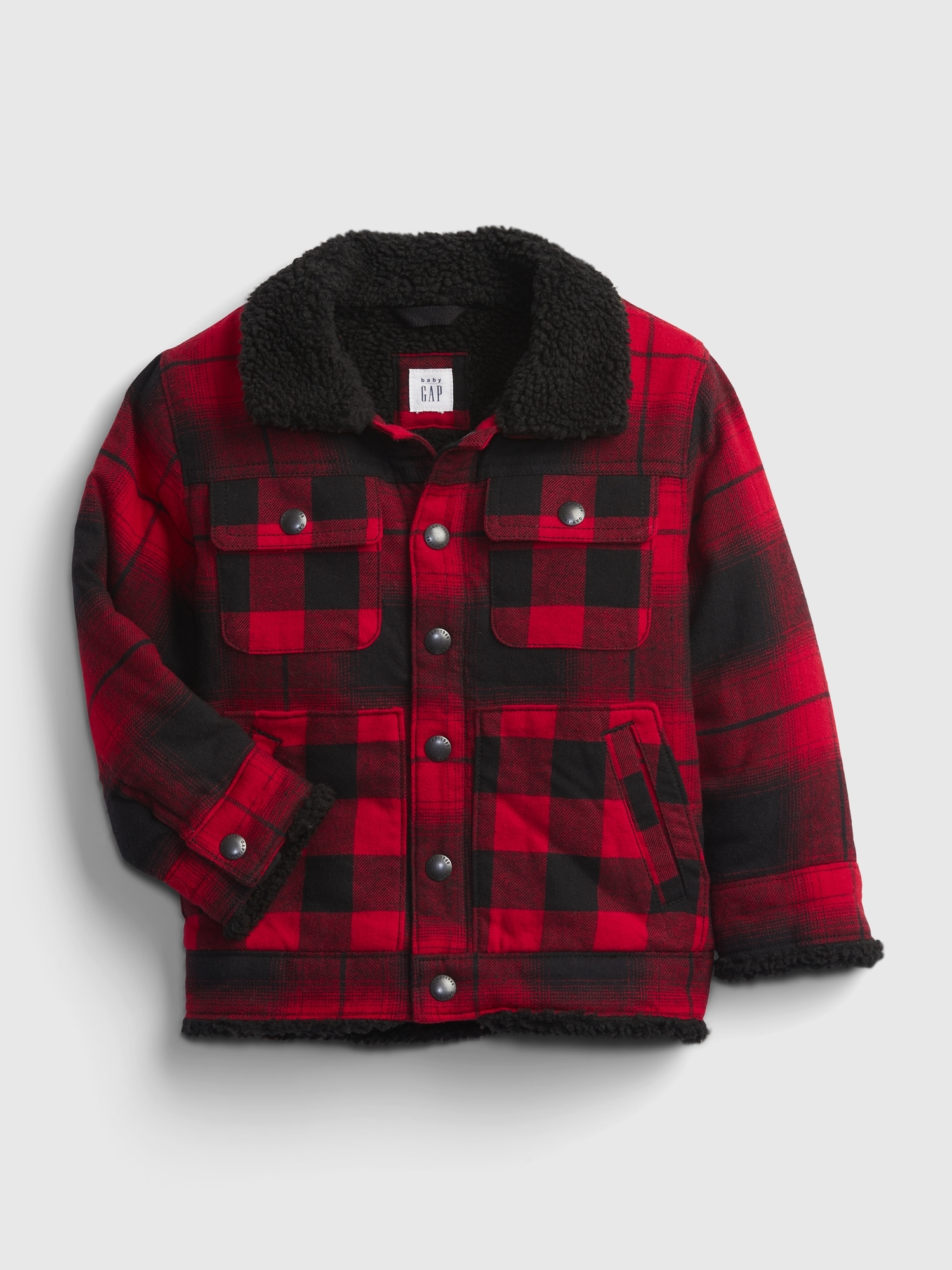 Toddler Sherpa Lined Buffalo Plaid Jacket Gap