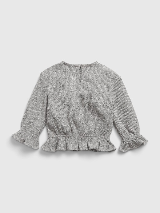 2 of 8 showing, with the color heather grey of product Baby Softspun Ribbed-Knit Outfit Set