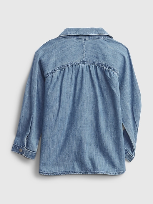 2 of 8 showing, with the color medium wash of product Toddler 100% Organic Cotton Denim Shirt