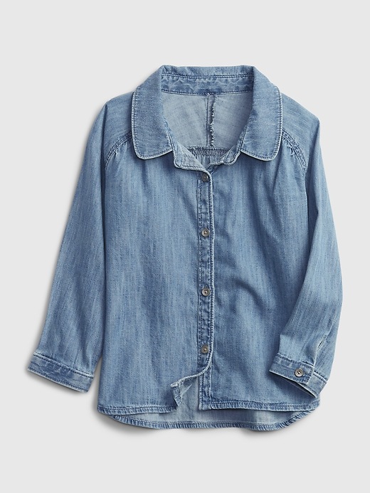 1 of 8 showing, with the color medium wash of product Toddler 100% Organic Cotton Denim Shirt