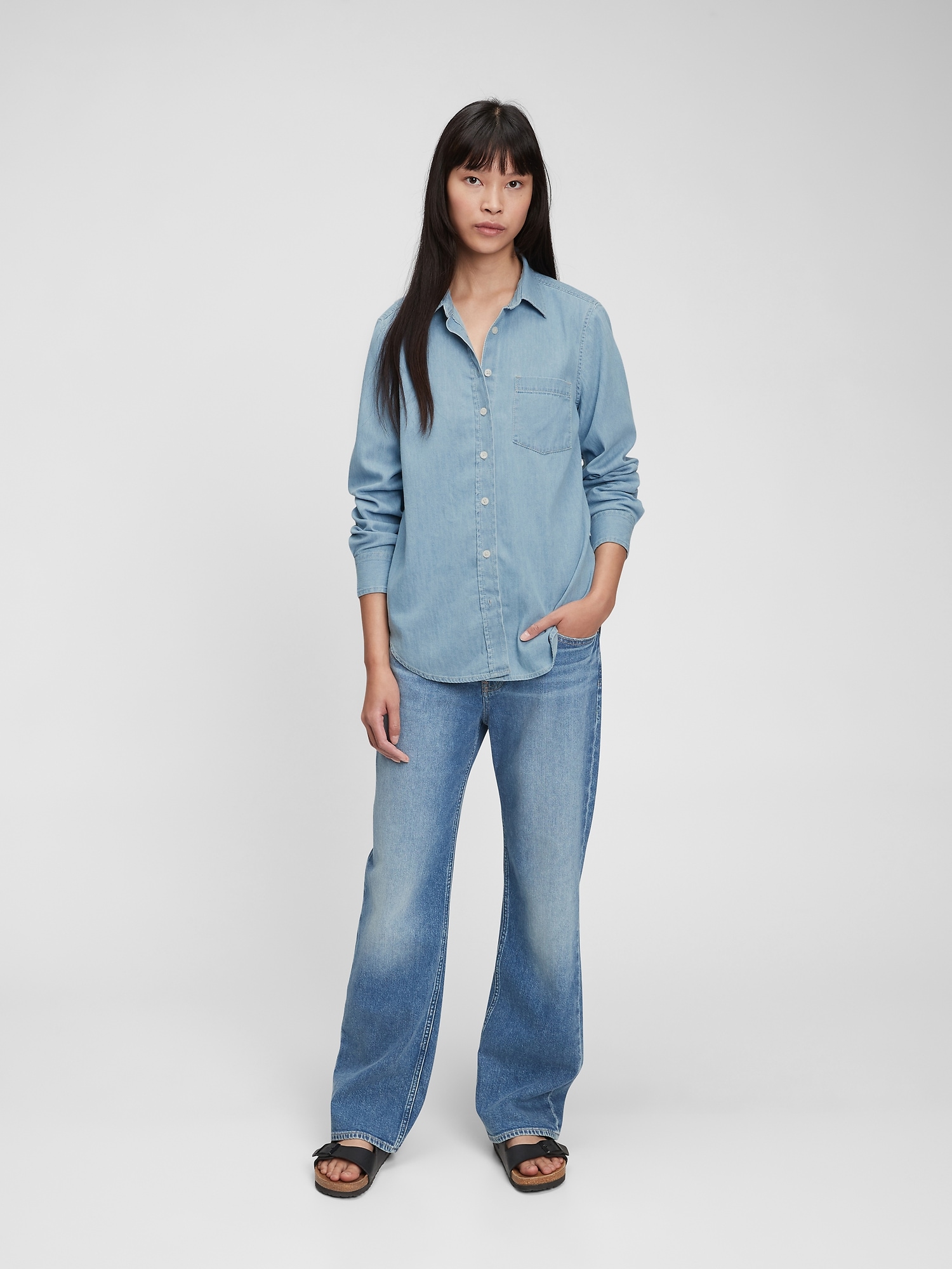 Slim-fit Denim Shirt - Denim blue - Ladies | H&M US