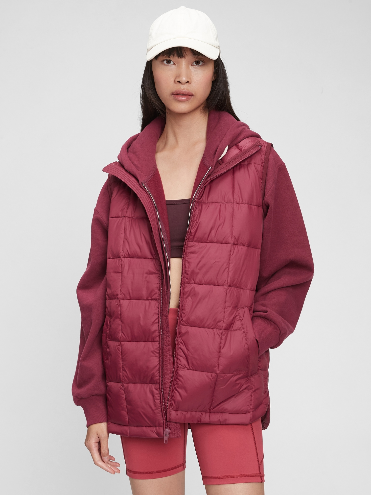 Gap Recycled Nylon Relaxed Lightweight Puffer Vest In Red