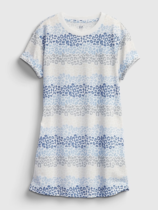 1 of 8 showing, with the color ivory blue frost of product Kids 100% Recycled Animal Print PJ Dress