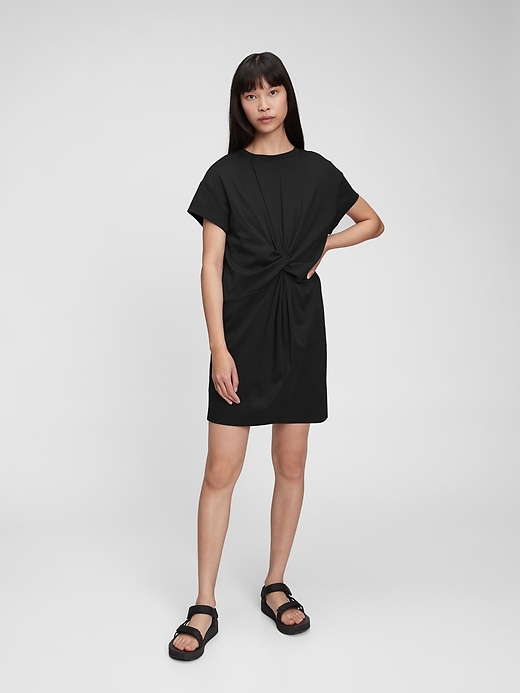 1 of 8 showing, with the color true black of product Knot-Waist Dress