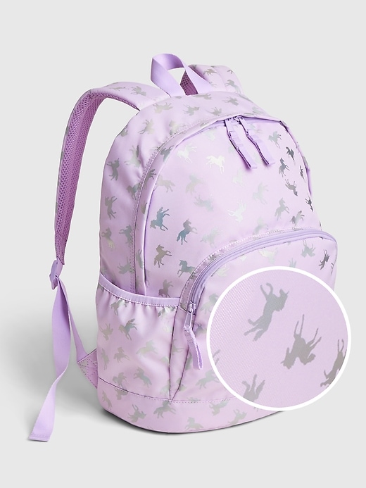 Kids Recycled Senior Unicorn Graphic Backpack