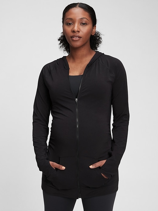 1 of 8 showing, with the color charcoal gray of product Maternity Breathe Hoodie