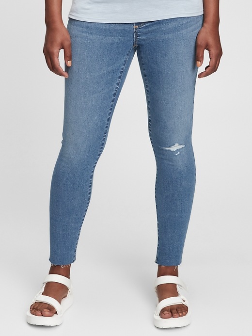 1 of 8 showing, with the color medium wash of product Maternity Full Panel Favorite Jeggings with Washwell™