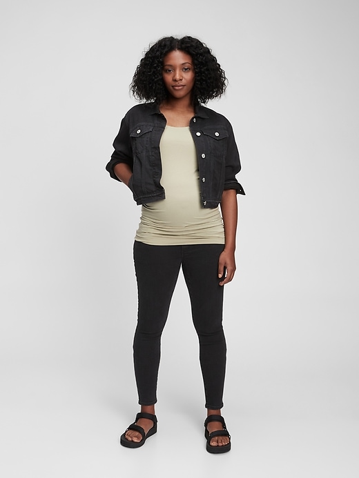 1 of 8 showing, with the color black wash of product Maternity Full Panel Favorite Jeggings with Washwell™