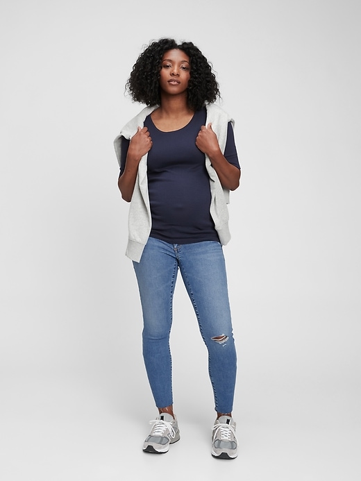 Maternity Inset Panel Favorite Distressed Jeggings Gap