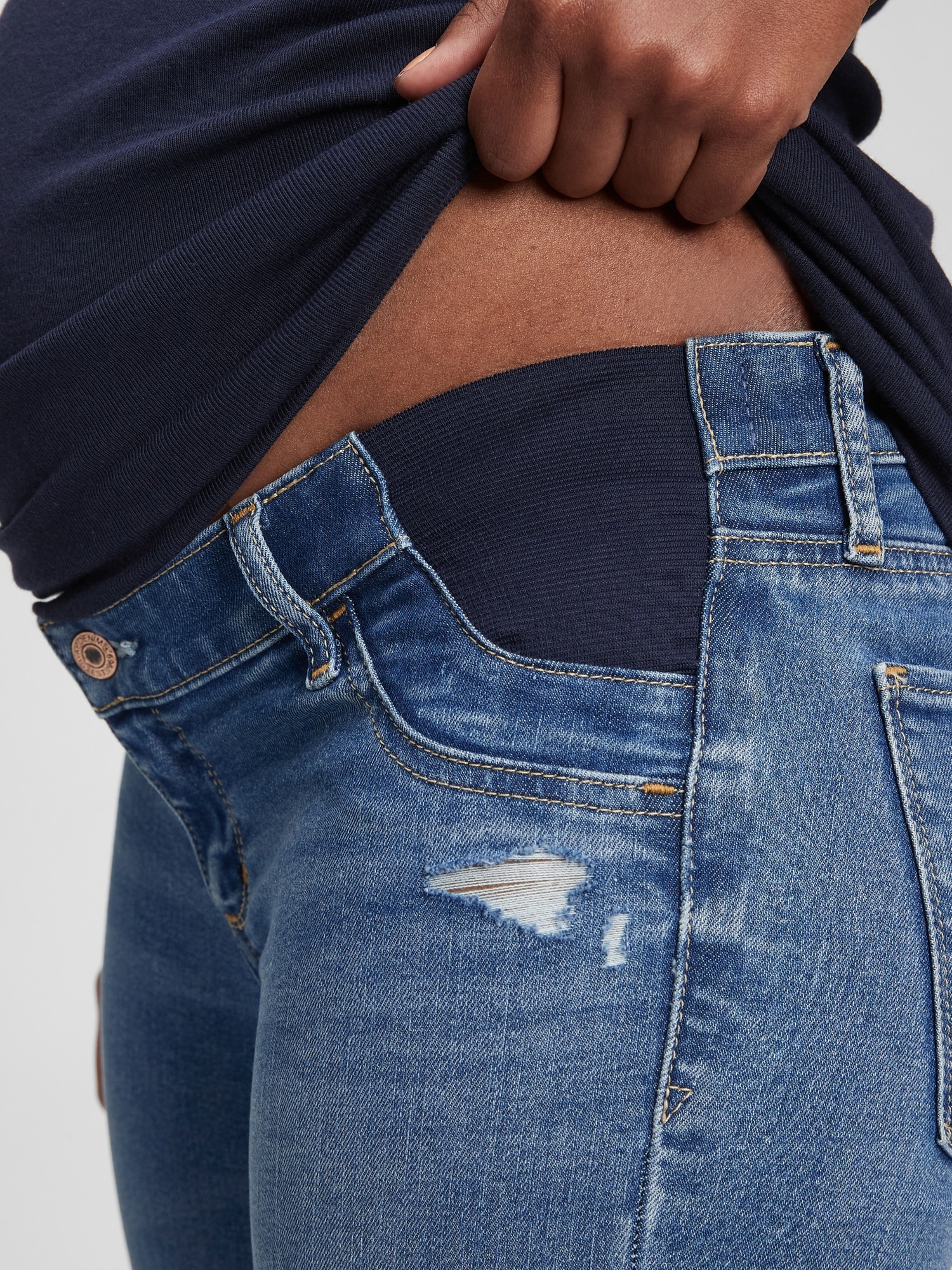 Maternity Inset Panel Favorite Distressed Jeggings Gap