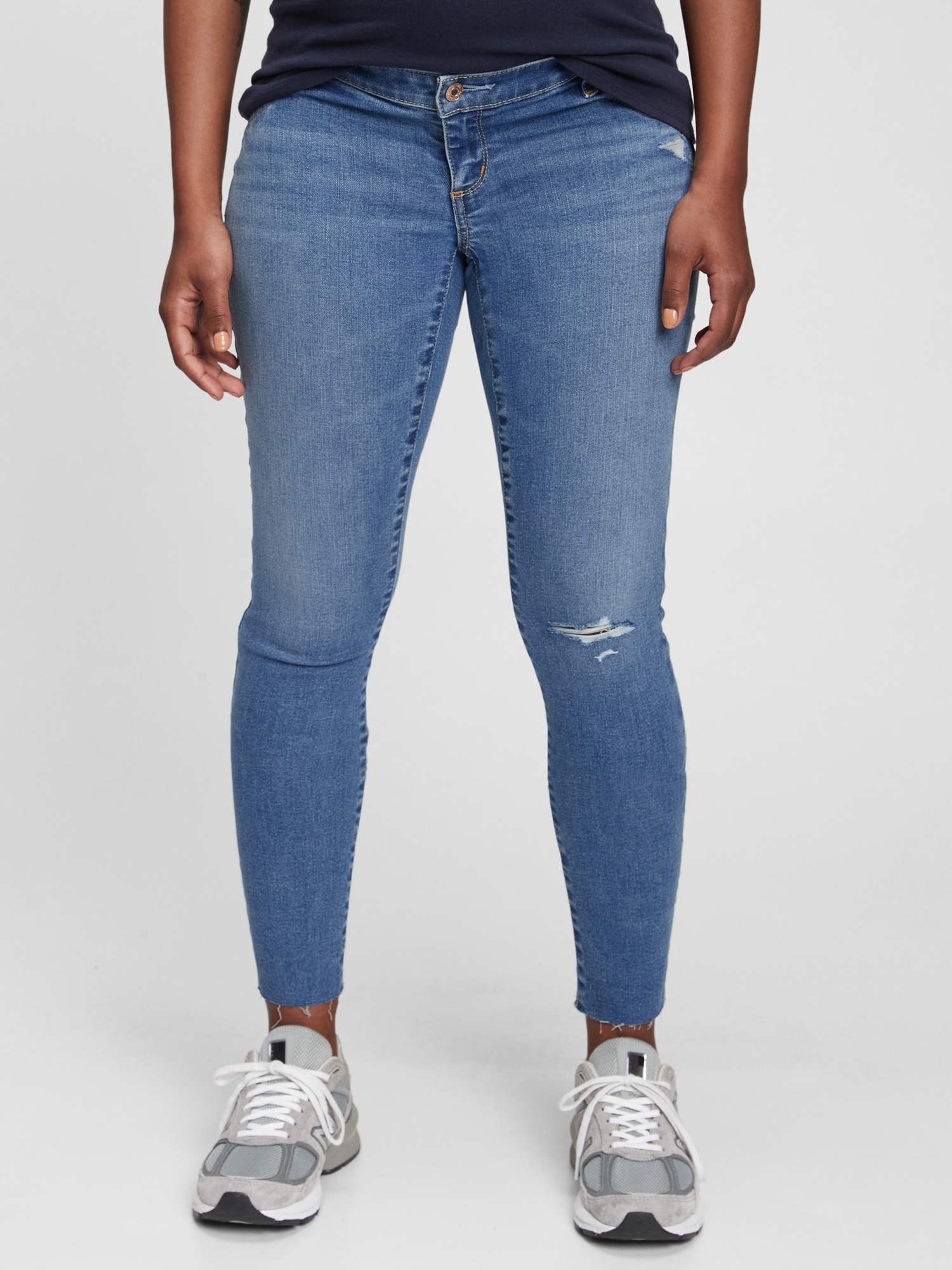 Maternity Inset Panel Favorite Distressed Jeggings Gap