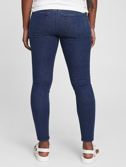 2 of 8 showing, with the color medium wash of product Maternity True Waistband Full Panel Skinny Jeans with Washwell™