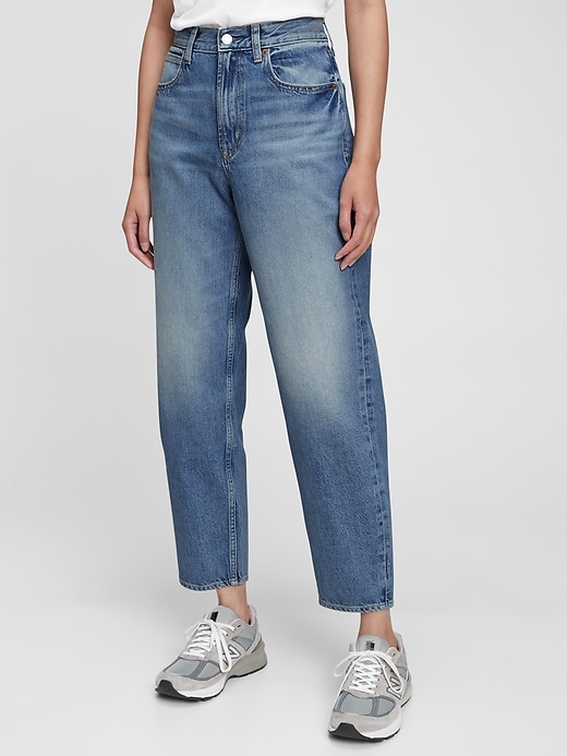 Image number 1 showing, High Rise Barrel Jeans with Washwell