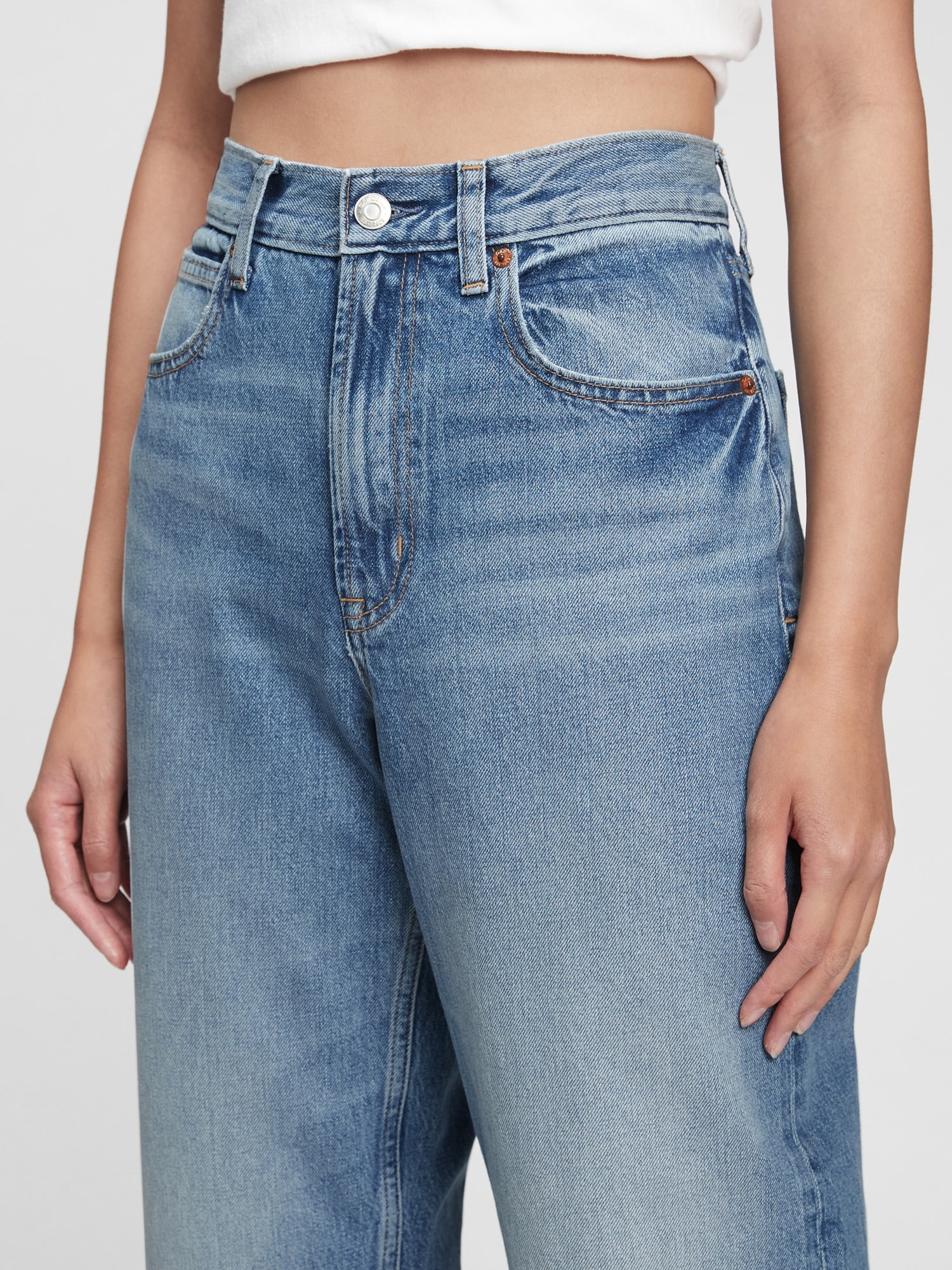 High Rise Barrel Jeans with Washwell | Gap