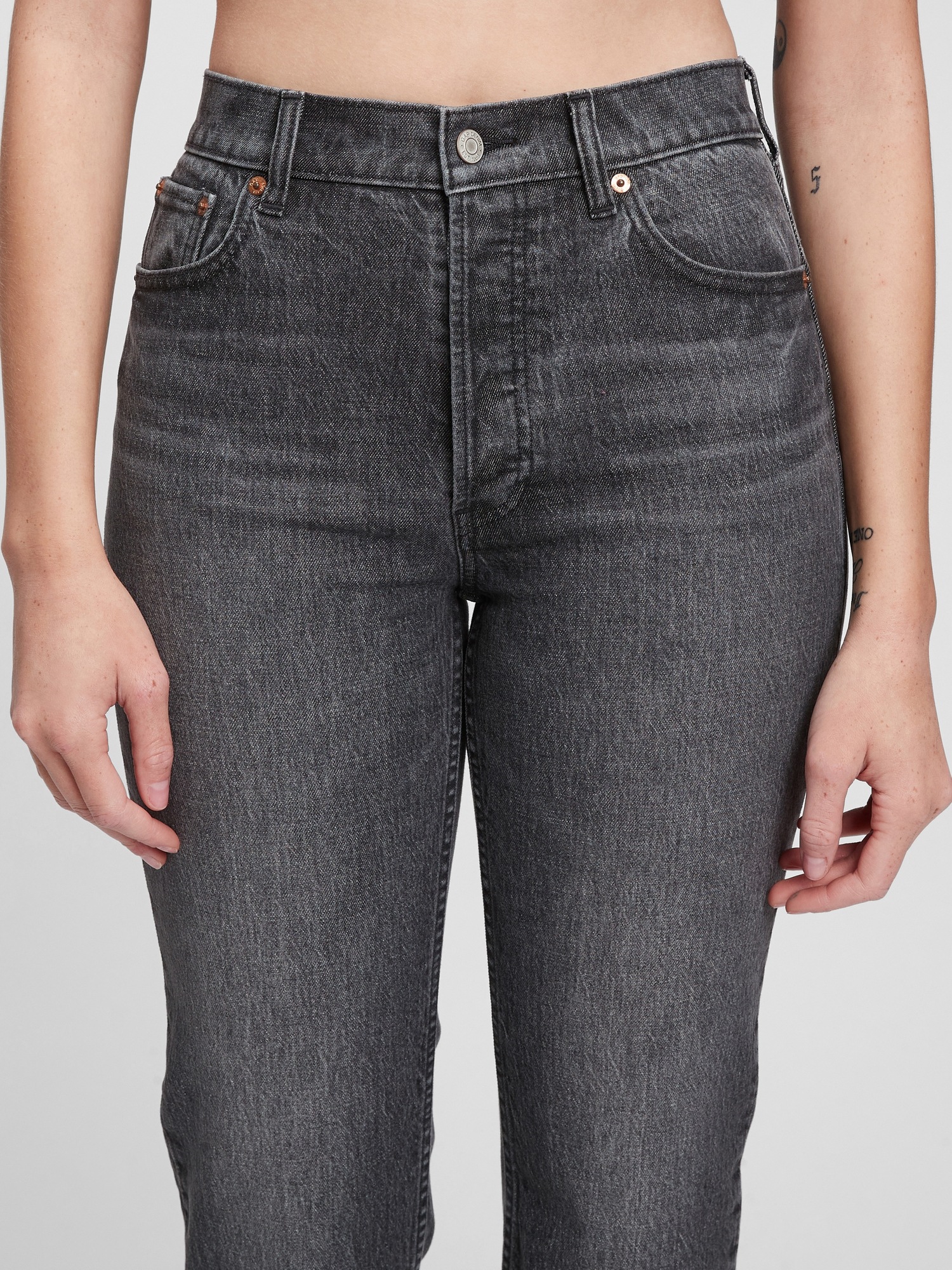 High Rise Cheeky Straight Jeans with 