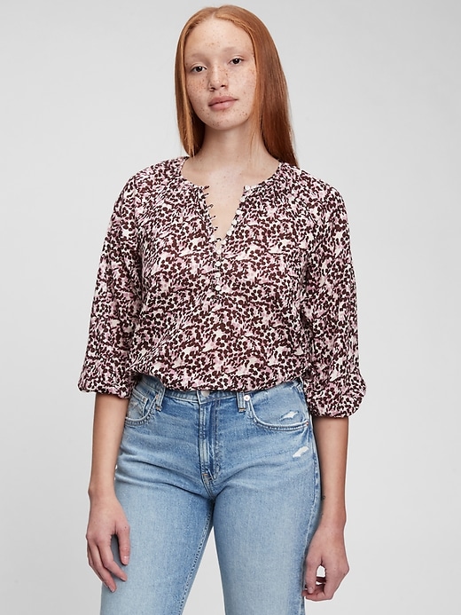 View large product image 1 of 1. Print Three-Quarter Sleeve Top