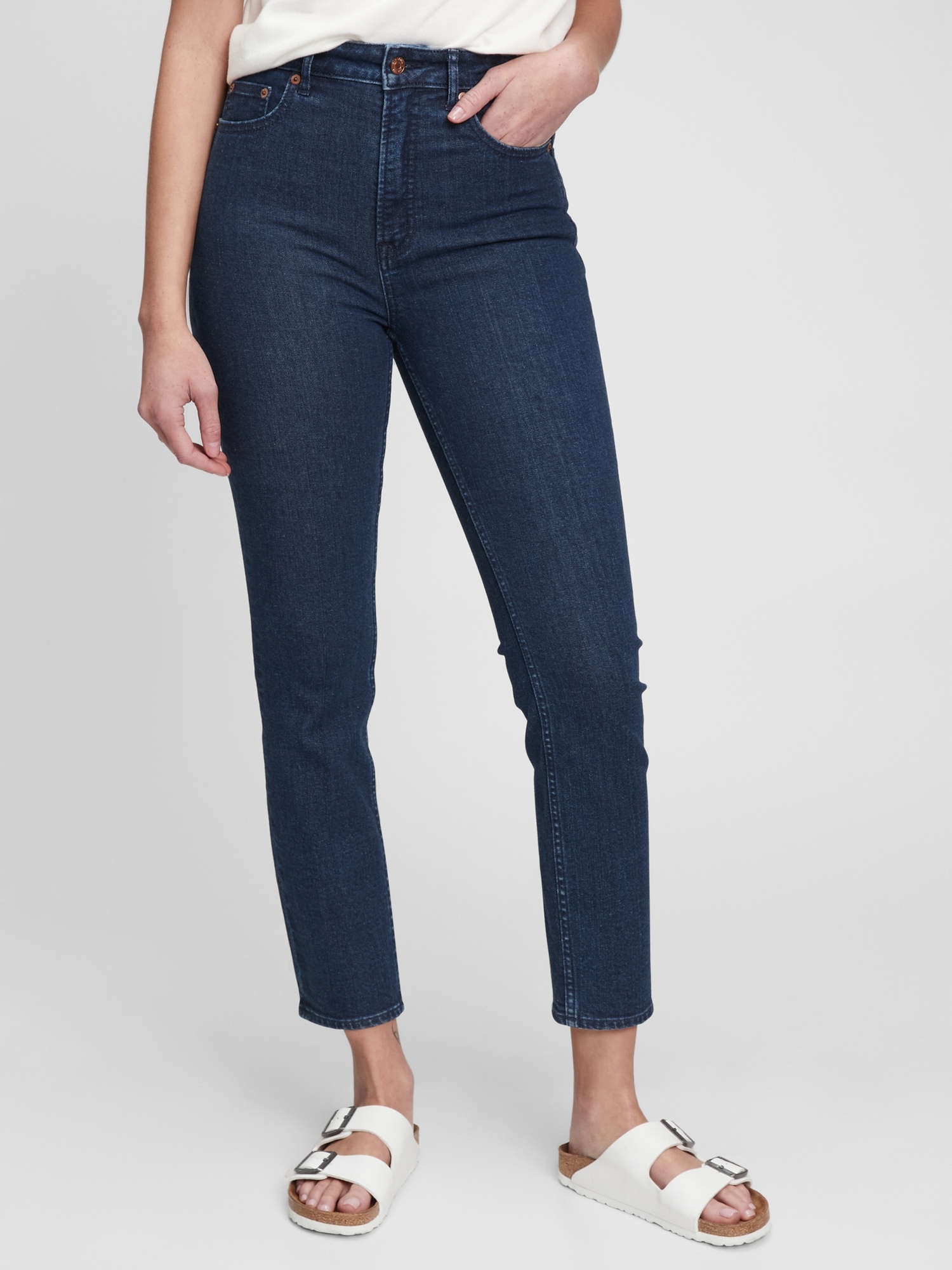 slim high rise jeans