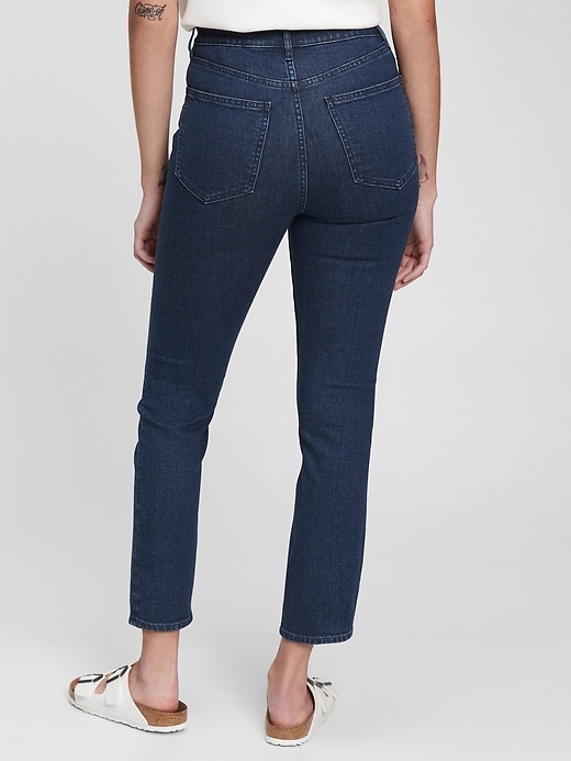 2 of 8 showing, with the color dark indigo of product Sky High Rise Vintage Slim Jeans with Washwell