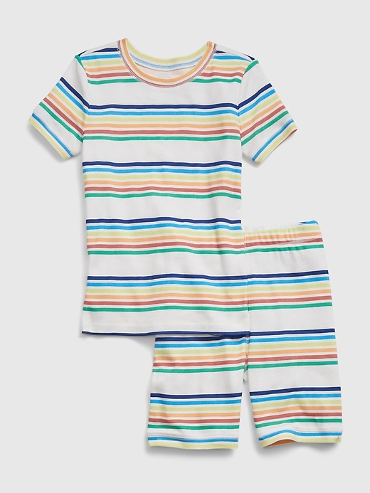 Image number 1 showing, Kids 100% Organic Cotton Rainbow Stripe PJ Set