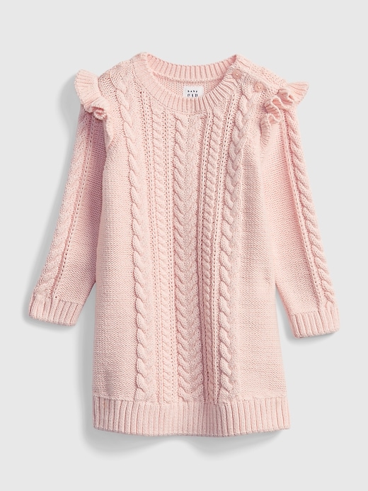 1 of 8 showing, with the color MILKSHAKE PINK of product Baby Cable-Knit Sweater Dress