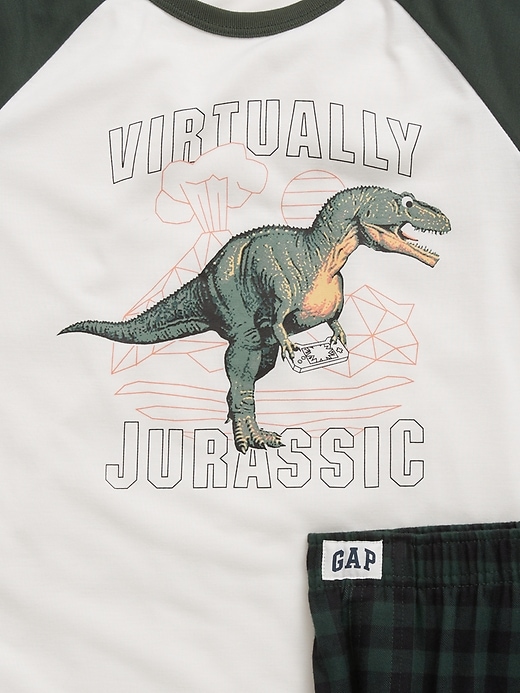 2 of 8 showing, with the color new off white of product Kids 100% Recycled Dinosaur PJ Set