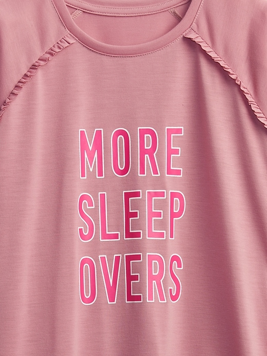 2 of 8 showing, with the color pink of product Kids 100% Recycled Graphic Ruffle Nightgown