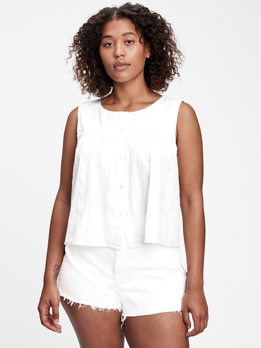 Image number 4 showing, Sleeveless Button-Front Top