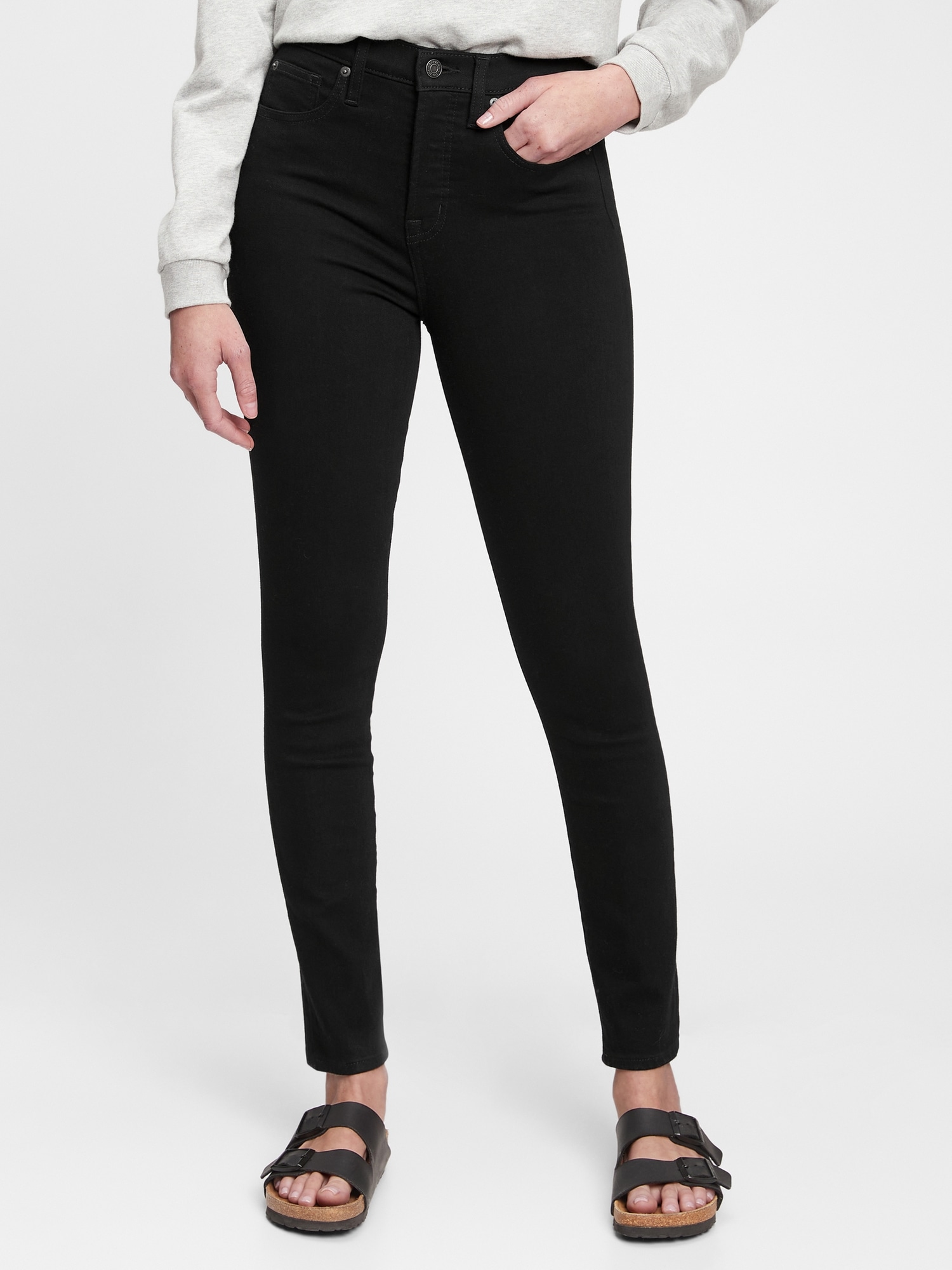 Gap High Rise True Skinny Jeans With Washwell In Absolute Black