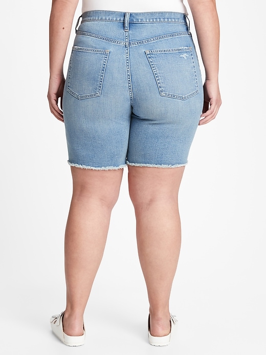 Image number 5 showing, Mid Rise Loose Denim Bermuda Shorts with Washwell