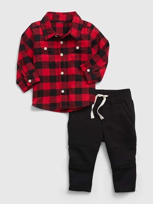 Image number 1 showing, Baby Flannel Shirt Outfit Set
