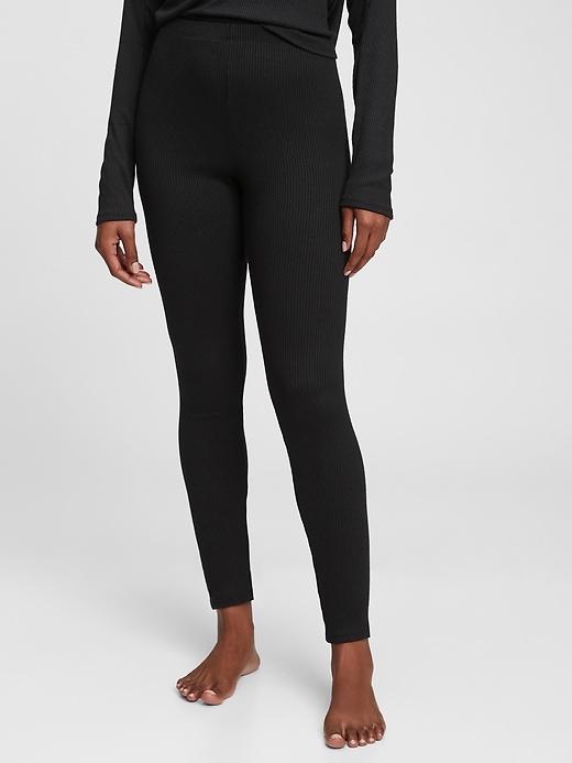 1 of 8 showing, with the color true black of product Softspun Ribbed Leggings