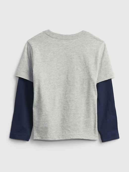 2 of 8 showing, with the color gray firetruck of product Toddler 100% Organic Cotton 2-In-1 Graphic T-Shirt