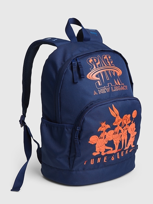 1 of 8 showing, with the color elysian blue of product GapKids &#124 Space Jam Graphic Recycled Senior Backpack