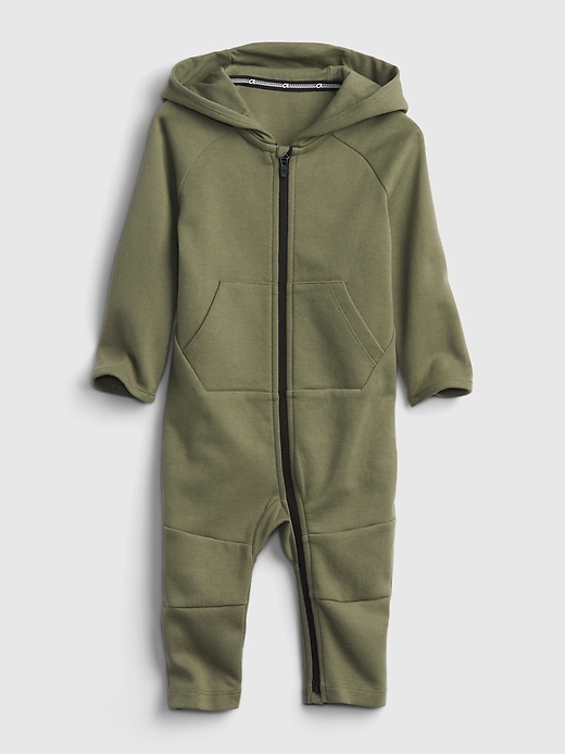 1 of 8 showing, with the color desert cactus of product Baby GapFit Brushed Tech Jersey One-Piece