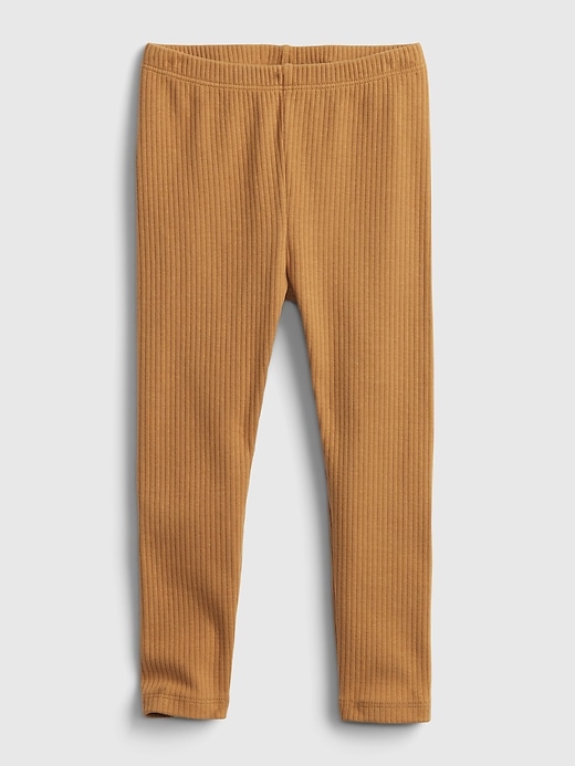 1 of 8 showing, with the color winter ochre brown of product Toddler Ribbed Leggings