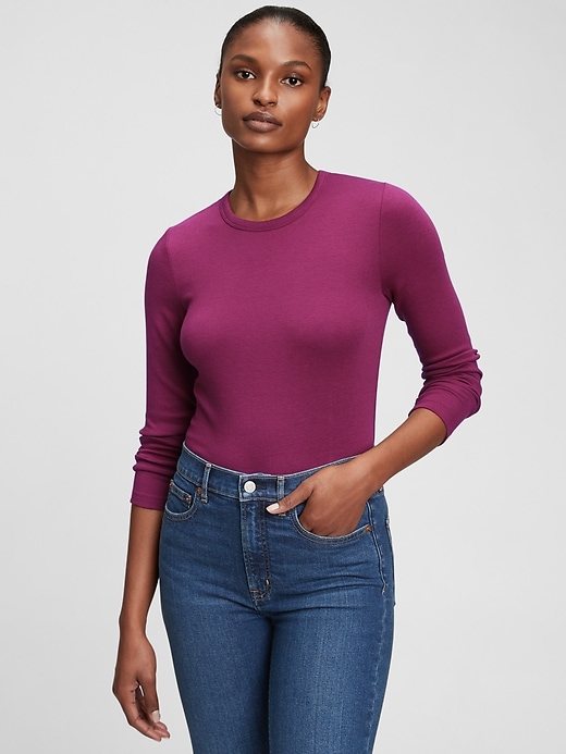 1 of 8 showing, with the color purple plum of product Modern Crewneck T-Shirt