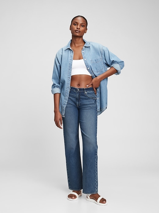 1 of 8 showing, with the color medium indigo of product Mid Rise '90s Loose Jeans with Washwell in Organic Cotton