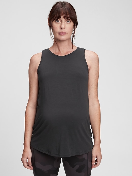 1 of 8 showing, with the color true black of product Maternity GapFit Relaxed Breathe Tank Top