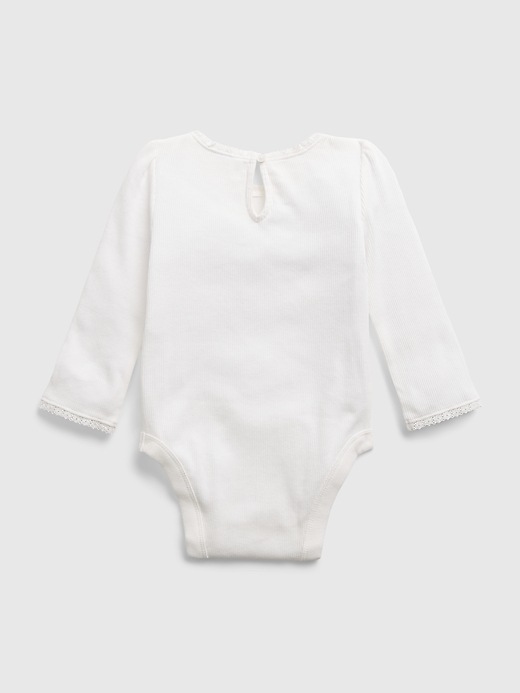 2 of 8 showing, with the color new off white of product Baby Lace Bodysuit (3-Pack)