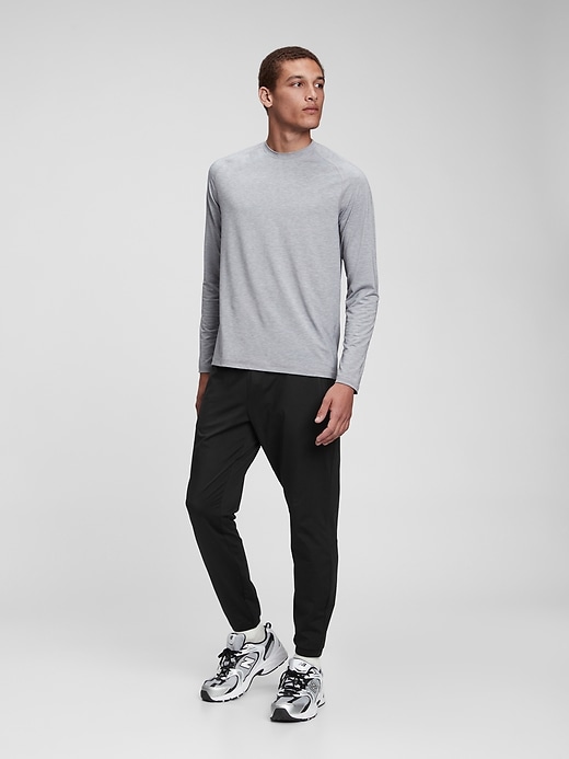 1 of 8 showing, with the color true black of product GapFit Knit Polyester Training Joggers