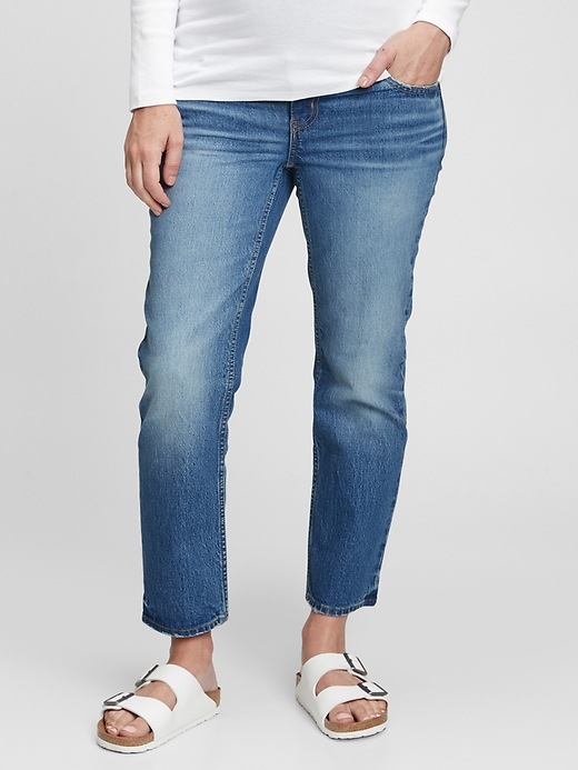 Image number 1 showing, Maternity True Waistband Full Panel Cheeky Straight Jeans with Washwell&#153