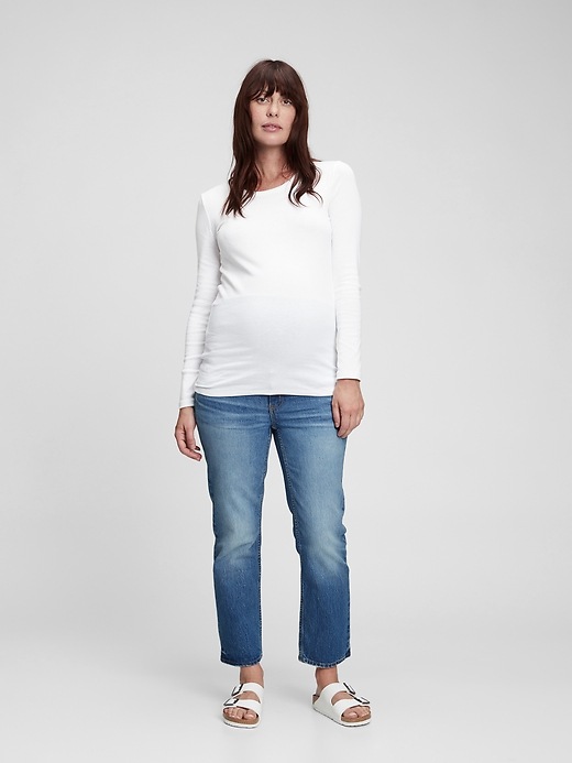Image number 4 showing, Maternity True Waistband Full Panel Cheeky Straight Jeans with Washwell&#153