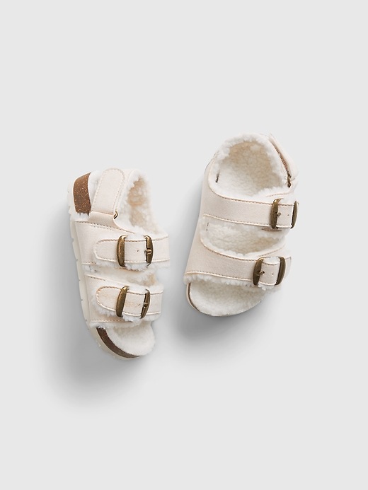 1 of 8 showing, with the color oyster beige of product Toddler Sherpa Sandals