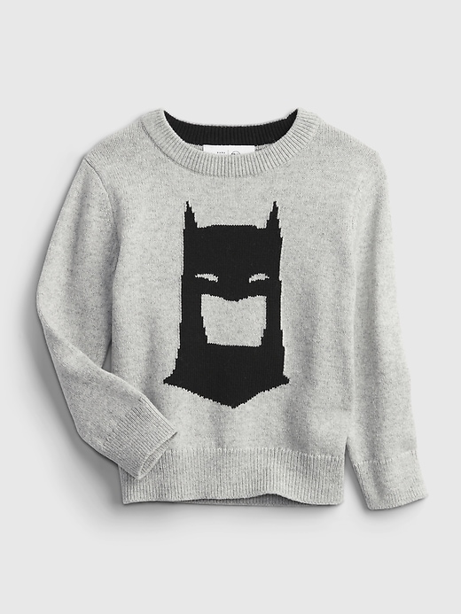 1 of 8 showing, with the color kind gray combo of product babyGap &#124 DC™ Batman Graphic Sweater