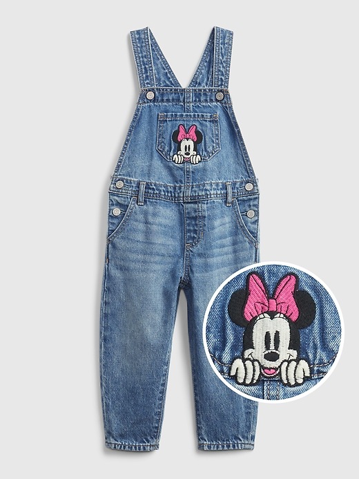Image number 1 showing, babyGap &#124 Disney Minnie Mouse Denim Overalls with Washwell&#153