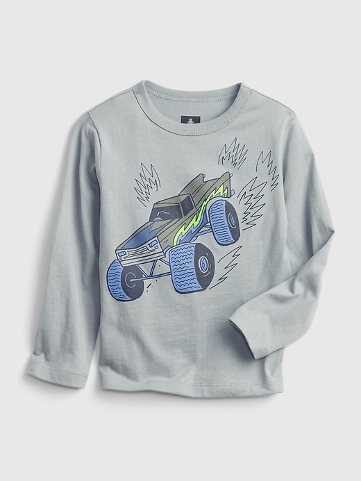 1 of 8 showing, with the color storm cloud gray of product Toddler Organic Cotton Mix and Match Graphic T-Shirt
